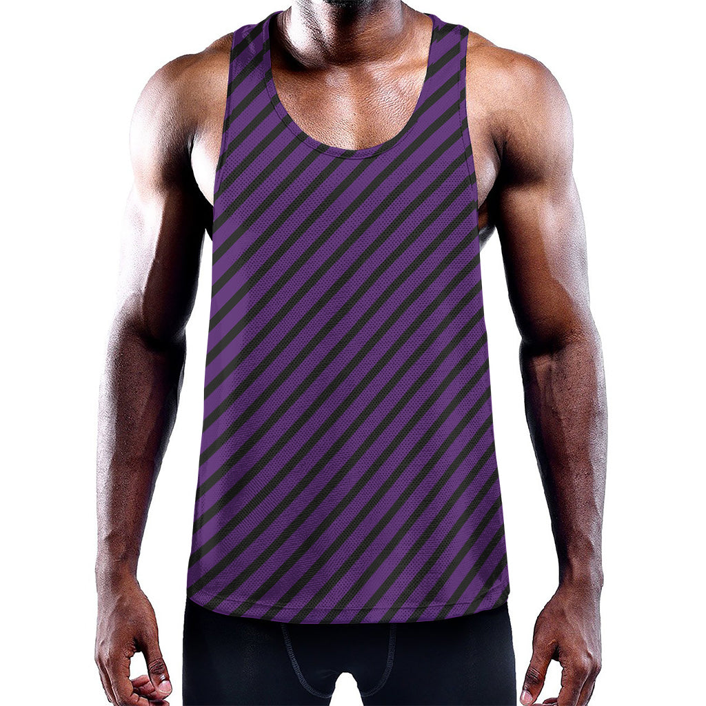 Purple And Black Halloween Pattern Print Training Tank Top