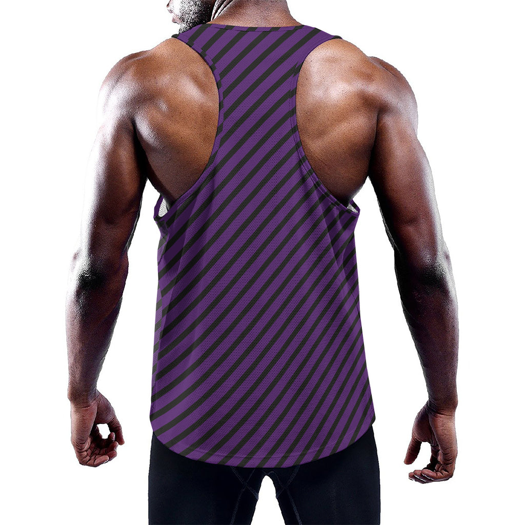 Purple And Black Halloween Pattern Print Training Tank Top