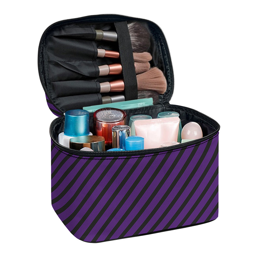 Purple And Black Halloween Pattern Print Travel Makeup Bag