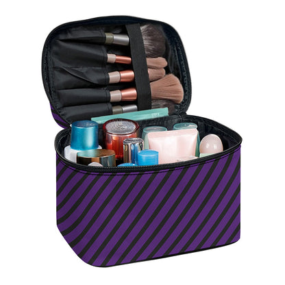 Purple And Black Halloween Pattern Print Travel Makeup Bag