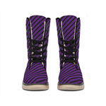 Purple And Black Halloween Pattern Print Winter Boots