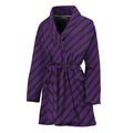 Purple And Black Halloween Pattern Print Women's Bathrobe