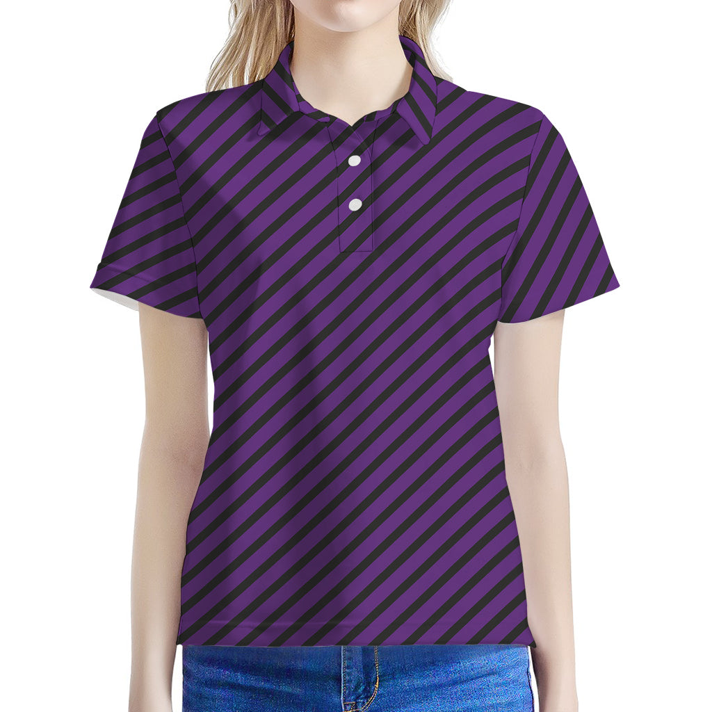 Purple And Black Halloween Pattern Print Women's Polo Shirt