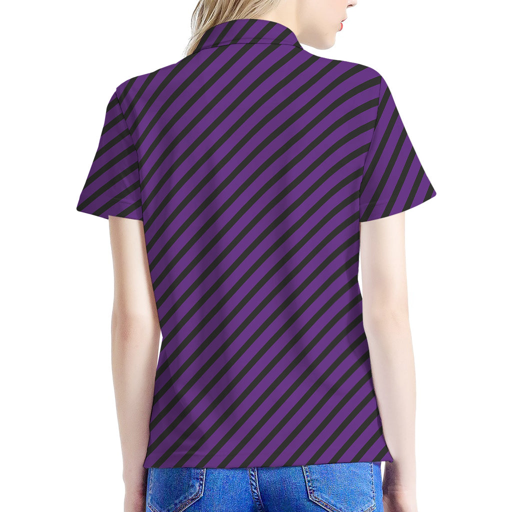 Purple And Black Halloween Pattern Print Women's Polo Shirt