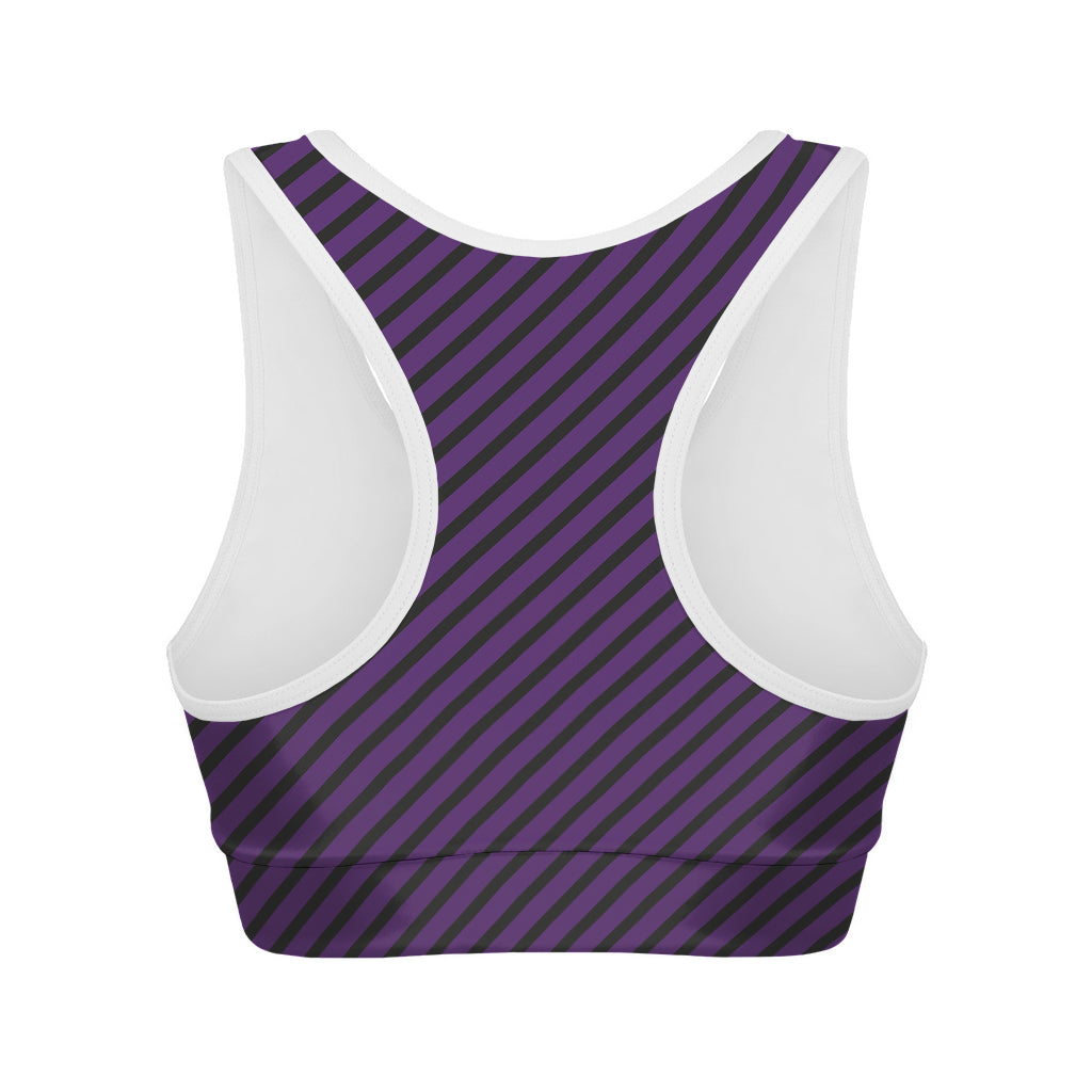 Purple And Black Halloween Pattern Print Women's Sports Bra