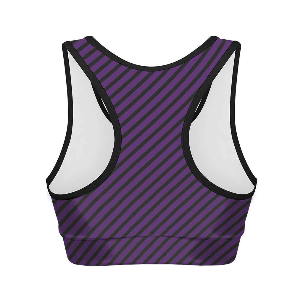 Purple And Black Halloween Pattern Print Women's Sports Bra