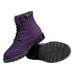 Purple And Black Halloween Pattern Print Work Boots
