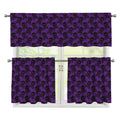 Purple And Black Halloween Skull Print 3 Piece Kitchen Curtains