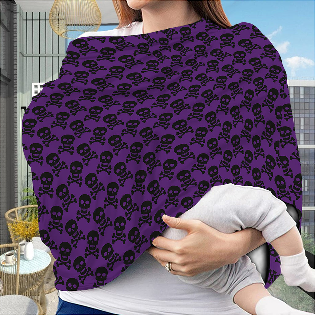 Purple And Black Halloween Skull Print Baby Seat Cover