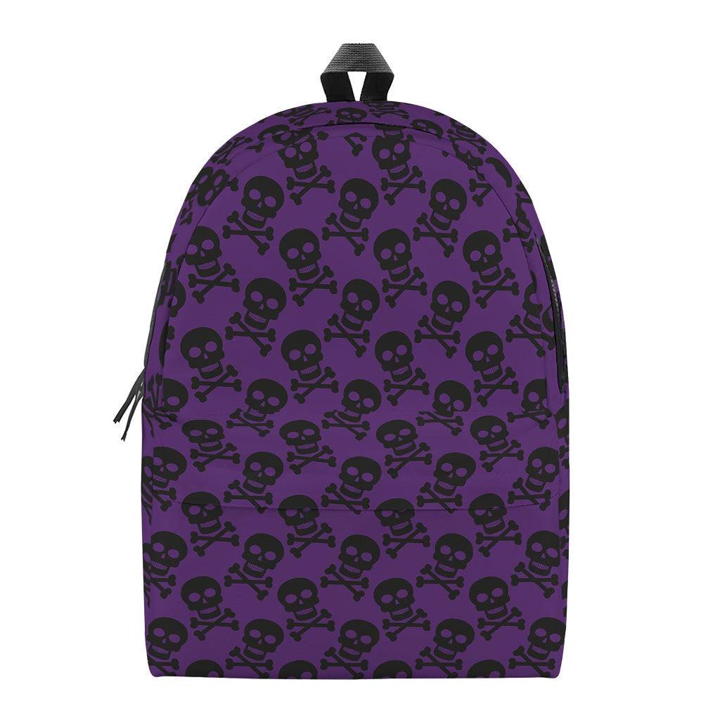 Purple And Black Halloween Skull Print Backpack