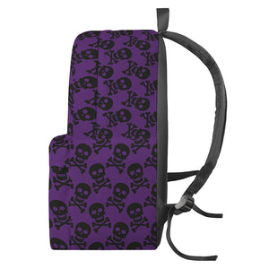 Purple And Black Halloween Skull Print Backpack