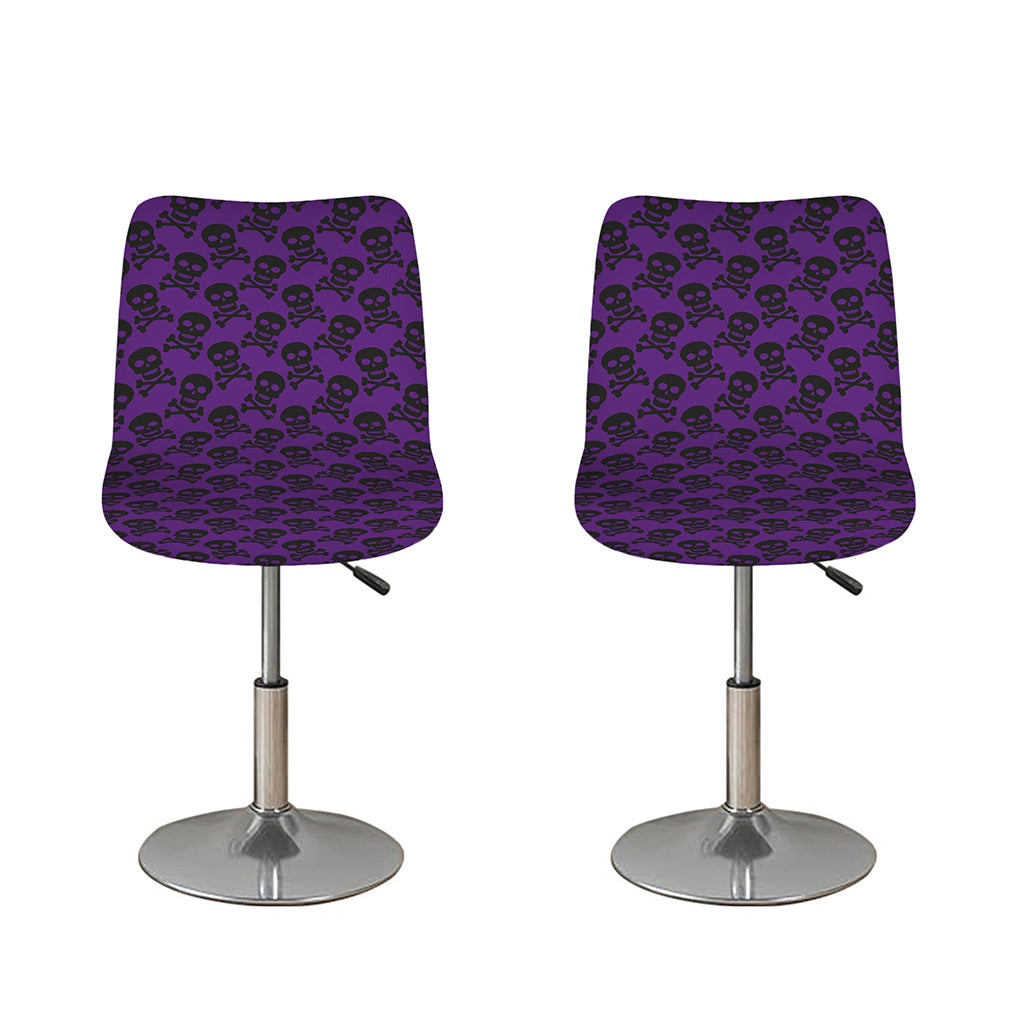 Purple And Black Halloween Skull Print Bar Stool Covers