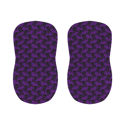 Purple And Black Halloween Skull Print Bar Stool Covers