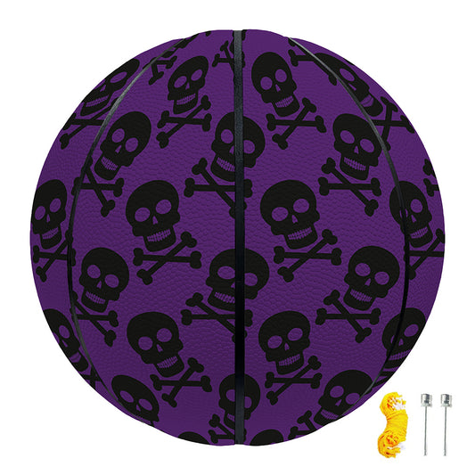 Purple And Black Halloween Skull Print Basketball