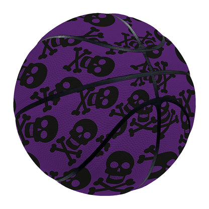 Purple And Black Halloween Skull Print Basketball
