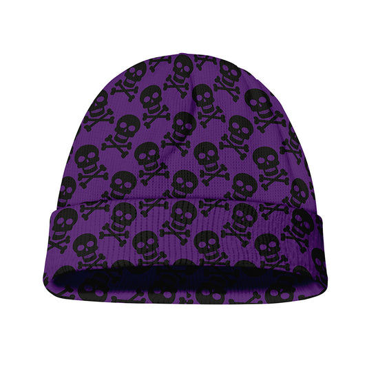Purple And Black Halloween Skull Print Beanie