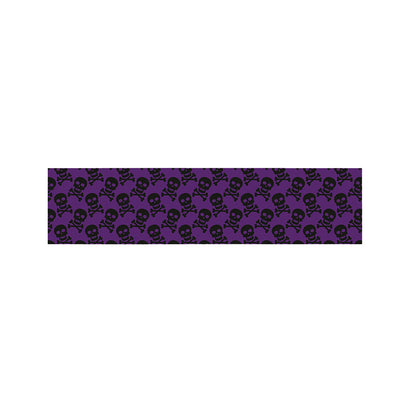 Purple And Black Halloween Skull Print Bed Runner