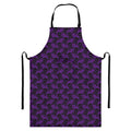 Purple And Black Halloween Skull Print Bib Apron With Pocket