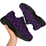 Purple And Black Halloween Skull Print Black Chunky Shoes