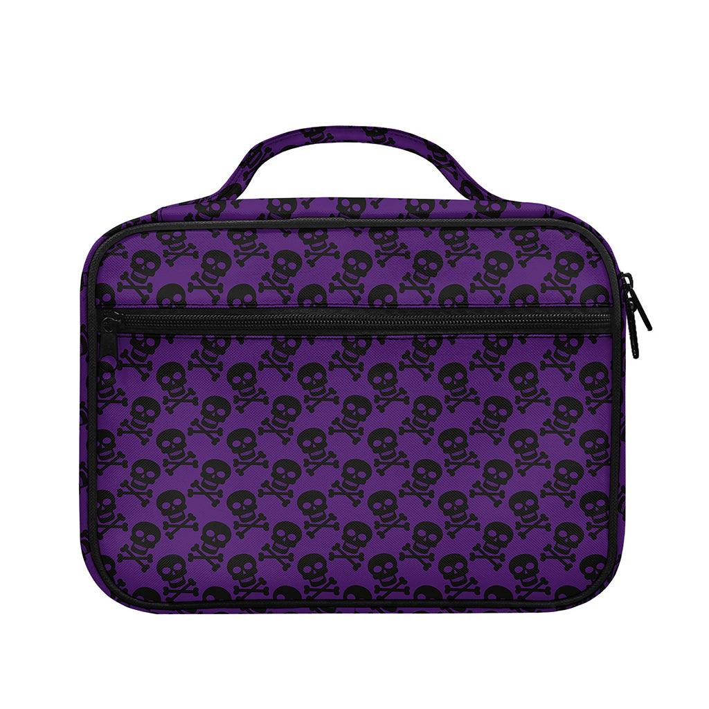 Purple And Black Halloween Skull Print Briefcase Bible Bag