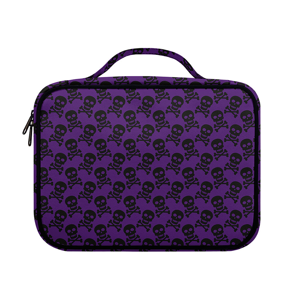 Purple And Black Halloween Skull Print Briefcase Bible Bag
