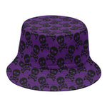 Purple And Black Halloween Skull Print Bucket Hat