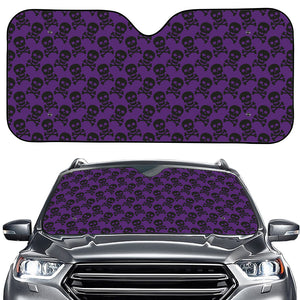 Purple And Black Halloween Skull Print Car Windshield Sun Shade