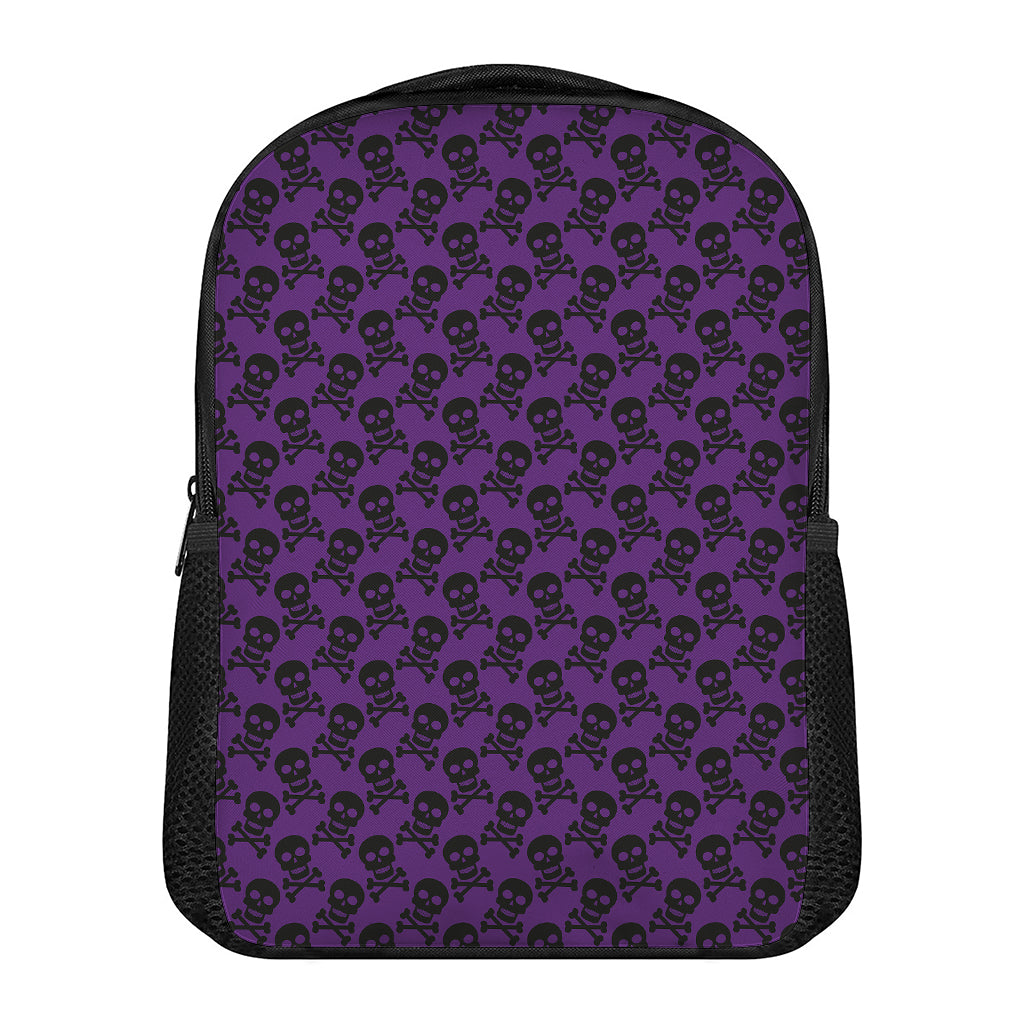 Purple And Black Halloween Skull Print Casual Backpack