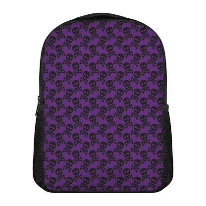Purple And Black Halloween Skull Print Casual Backpack
