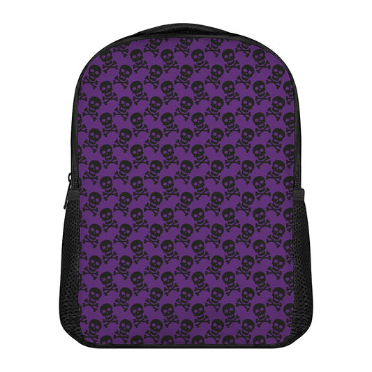 Purple And Black Halloween Skull Print Casual Backpack