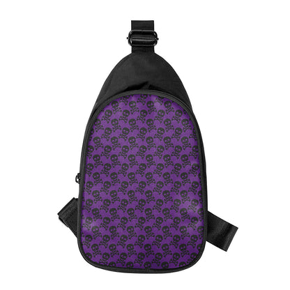 Purple And Black Halloween Skull Print Chest Bag