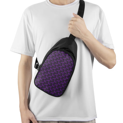 Purple And Black Halloween Skull Print Chest Bag