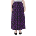 Purple And Black Halloween Skull Print Chiffon Maxi Skirt
