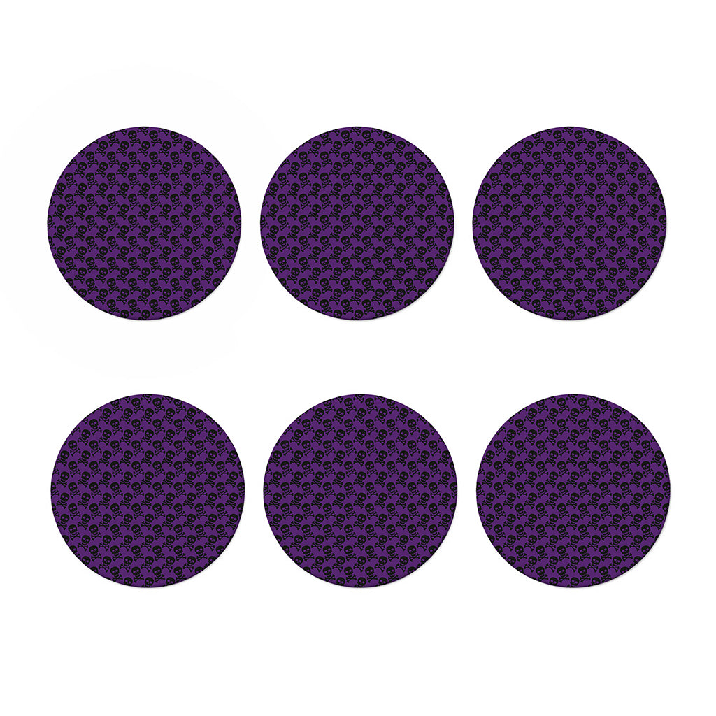 Purple And Black Halloween Skull Print Coaster Set