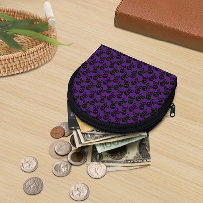 Purple And Black Halloween Skull Print Coin Purse