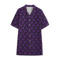 Purple And Black Halloween Skull Print Cotton Hawaiian Shirt