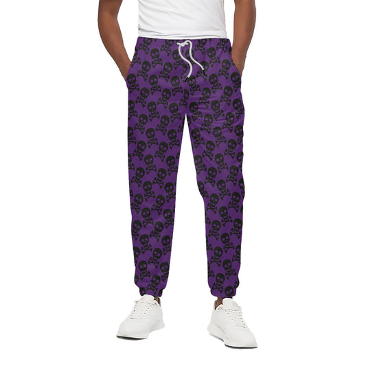Purple And Black Halloween Skull Print Cotton Pants