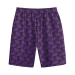 Purple And Black Halloween Skull Print Cotton Shorts