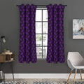 Purple And Black Halloween Skull Print Grommet Curtain Panels