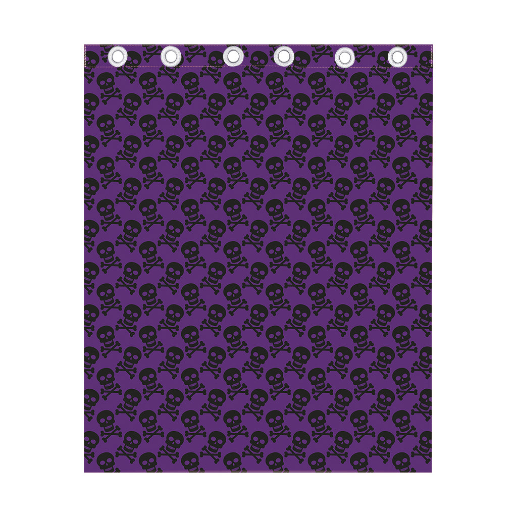 Purple And Black Halloween Skull Print Curtain