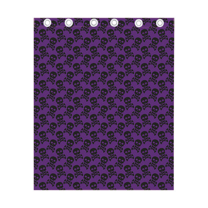 Purple And Black Halloween Skull Print Curtain