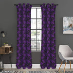 Purple And Black Halloween Skull Print Curtain