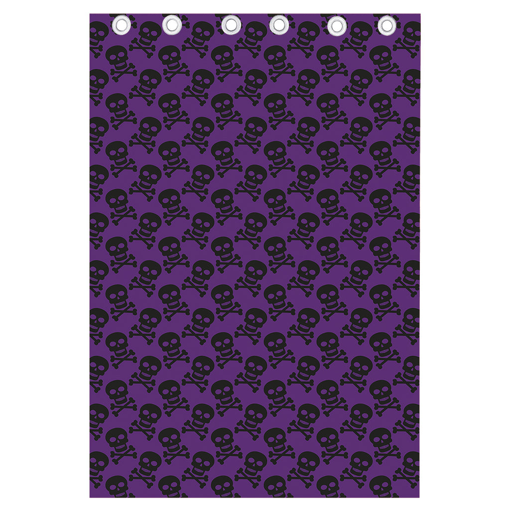 Purple And Black Halloween Skull Print Curtain