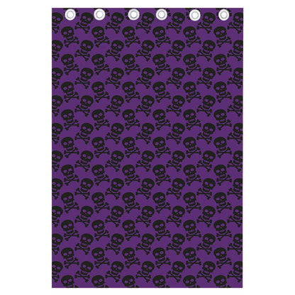 Purple And Black Halloween Skull Print Curtain