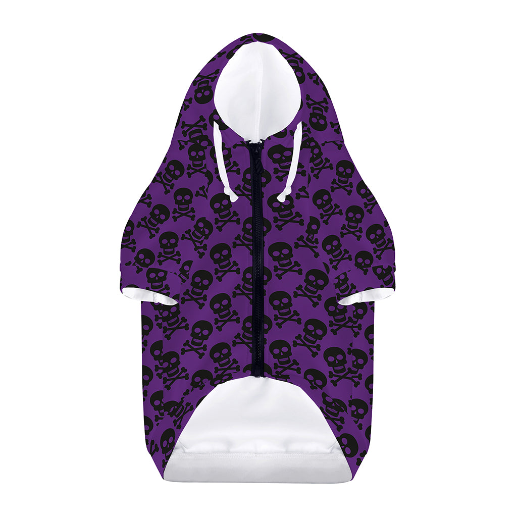 Purple And Black Halloween Skull Print Dog Zip Up Hoodie