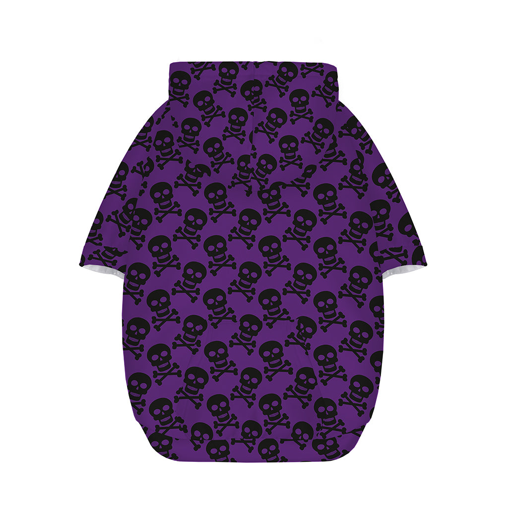 Purple And Black Halloween Skull Print Dog Zip Up Hoodie
