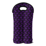 Purple And Black Halloween Skull Print Double Neoprene Wine Tote