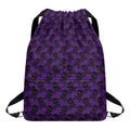 Purple And Black Halloween Skull Print Drawstring Backpack