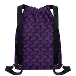 Purple And Black Halloween Skull Print Drawstring Backpack