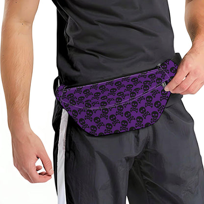Purple And Black Halloween Skull Print Fanny Pack